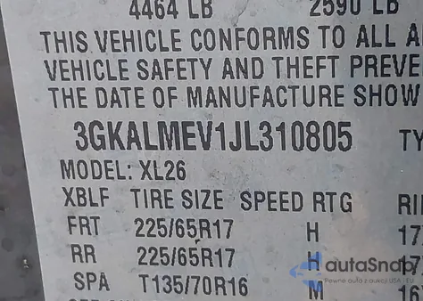 2018 GMC Terrain Sle z USA, uszkodzony, nr VIN 3GKALMEV1JL310805